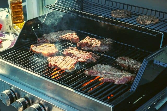 steaks on a gas grill