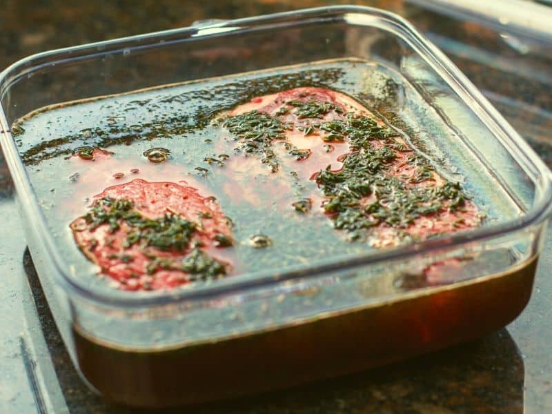 meat in a marinade