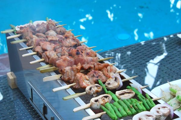 The Bincho Grill Yakitori Grill with chicken skewers