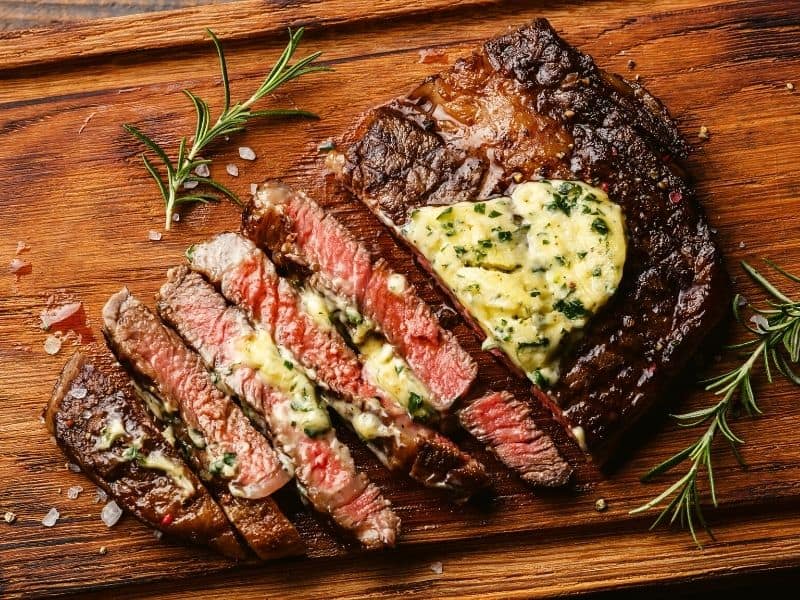 seared rib eye steak