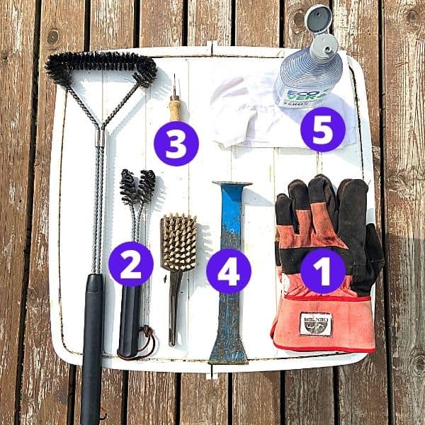 equipment for cleaning a Weber Q gas grill