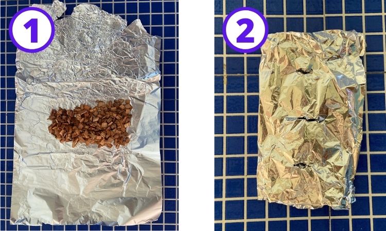 putting wood chips inside foil