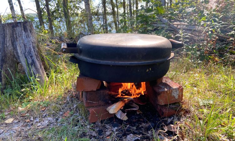 smoking salmon in a traditional Finnish way