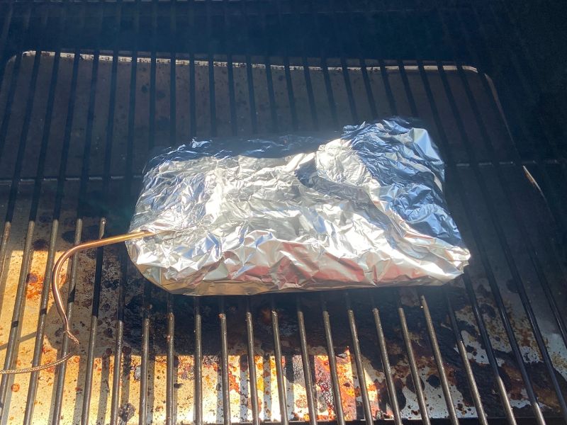 Foil Wrapped Pork Shoulder in Traeger Pellet Grill